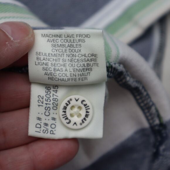 Callaway Shirt Mens L Gray Multicolor Striped Polo Sport Short Sleeve LOGO - Picture 14 of 16